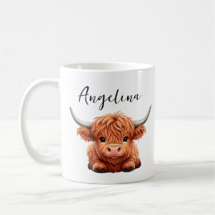 Taza De Café Vaca Highland Personalizada   Animal de Granja Ado