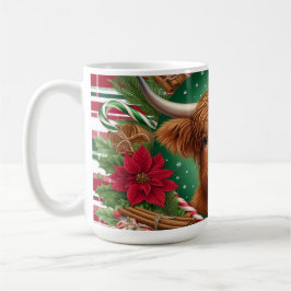 Taza De Café Vaca Highland Rodeada De Flores Navidades