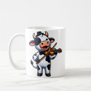 Taza De Café Vaca linda tocando violín música música de vacas