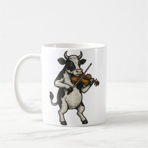 Taza De Café Vaca linda tocando violín Vaca Músico Música