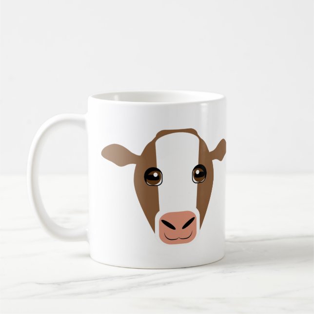 Taza De Café Vaca marrón y blanca en la bruma (Izquierda)