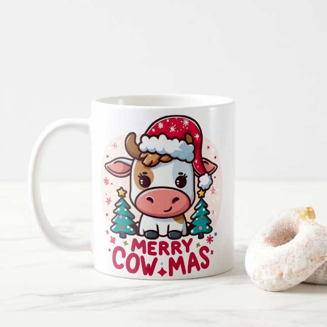 Taza De Café Vaca "Merry Cowmas" Navidades (Con donut)