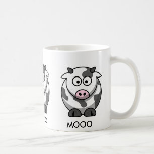 Taza De Café Vaca MOOO (3x del dibujo animado alrededor)