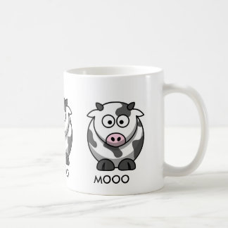 Taza De Café Vaca MOOO (3x del dibujo animado alrededor)