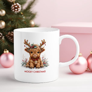 Taza De Café Vaca navideña adorable de las Tierras Altas con cu