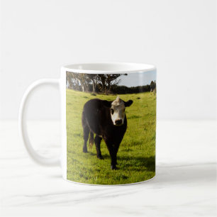 Taza De Café Vaca Negra Con Cara Blanca Y Mohawk,