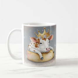 Taza De Café Vaca Real Soñando en Trono de Queso