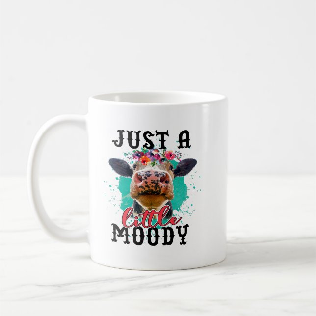 Taza De Café Vaca sólo un poco divertida y graciosa amante de l (Izquierda)
