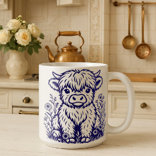 Taza De Café Vaca y flores silvestres de Escocia