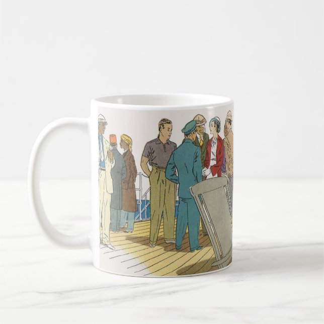 Taza De Café Vacaciones antiguas, barco de crucero de pasajeros (Izquierda)