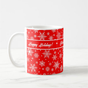 Taza De Café Vacaciones de copo de nieve en café rojo Mug