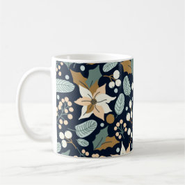 Taza De Café Vacaciones de invierno de fondo negro de Poinsetti