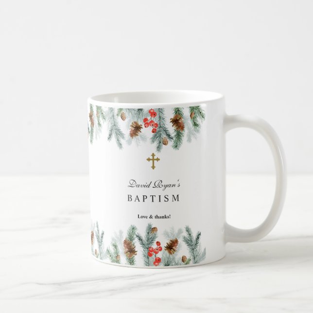 Taza De Café Vacaciones de invierno Verdor Cruz de Oro Bautismo (Derecha)