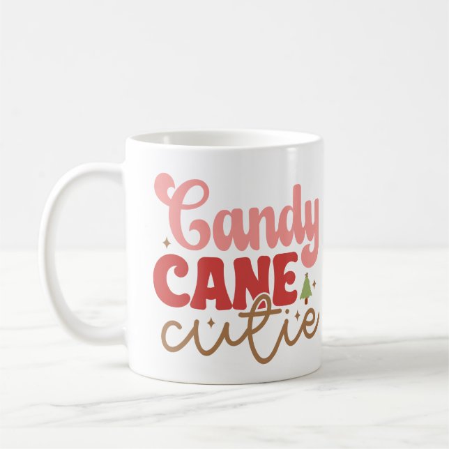 Taza De Café Vacaciones de los Navidades Candy Cane Cutie Retro (Izquierda)