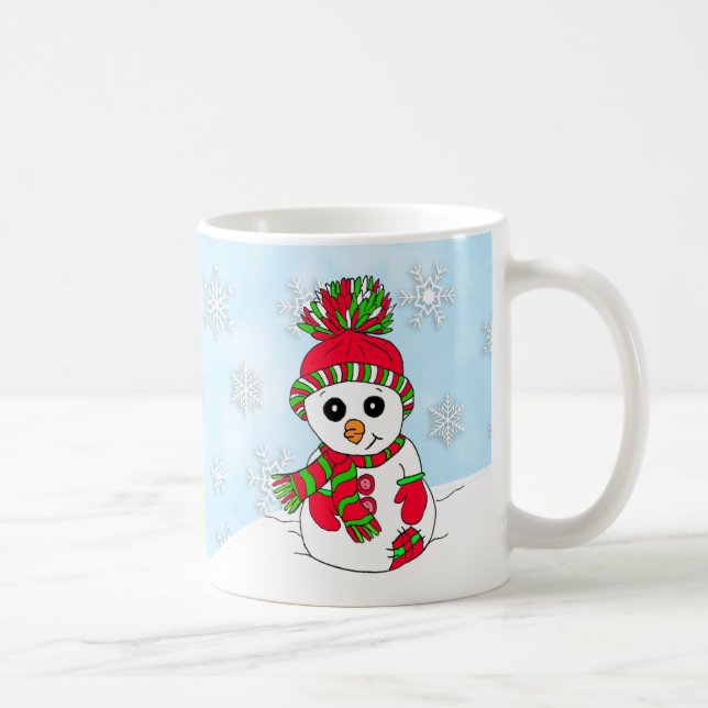 Taza De Café Vacaciones de Navidades de muñequera de nieve (Derecha)
