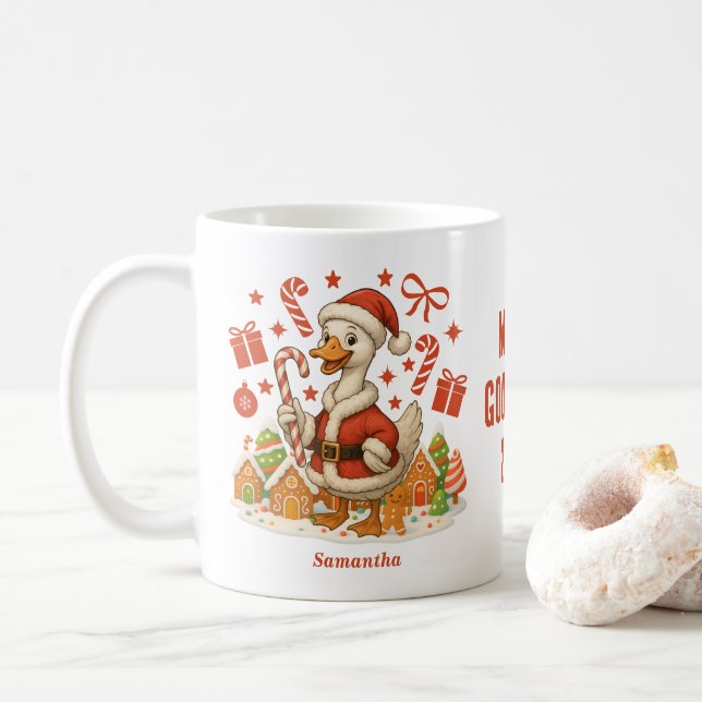 Taza De Café Vacaciones de Navidades de Santa Goose (Con donut)