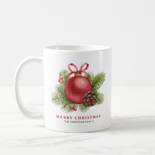 Taza De Café Vacaciones de ornamento de Navidades rojos de colo
