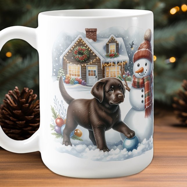 Taza De Café Vacaciones de perros copiosos de Labrador Snowman (Subido por el creador)