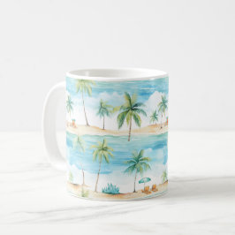Taza De Café Vacaciones de verano en palmeras de playa -