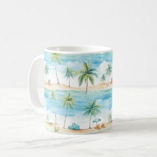 Taza De Café Vacaciones de verano en palmeras de playa -