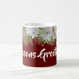Taza De Café Vacaciones de White Poinsettia Garland