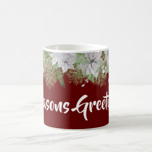 Taza De Café Vacaciones de White Poinsettia Garland