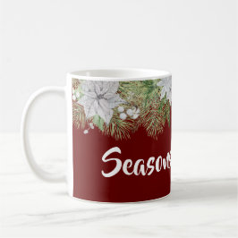 Taza De Café Vacaciones de White Poinsettia Garland