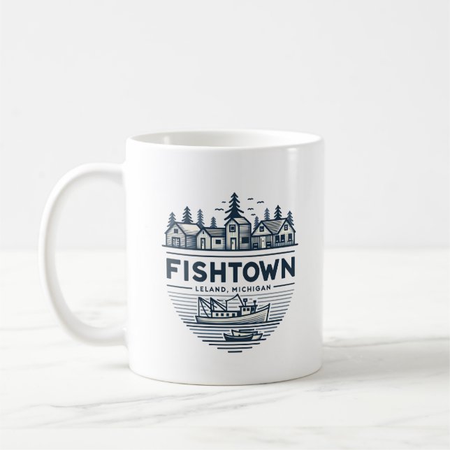 Taza De Café Vacaciones en Fishtown Leland Michigan (Izquierda)