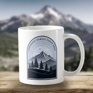 Taza De Café Vacaciones familiares en Retro Mountain Azul ID113