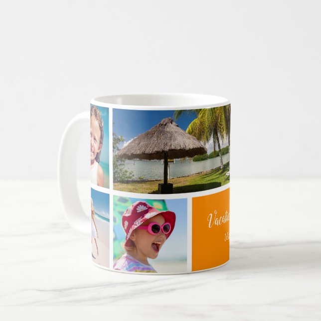 Taza De Café Vacaciones familiares o parejas 5 Photo Keepsake,  (Anverso izquierdo)