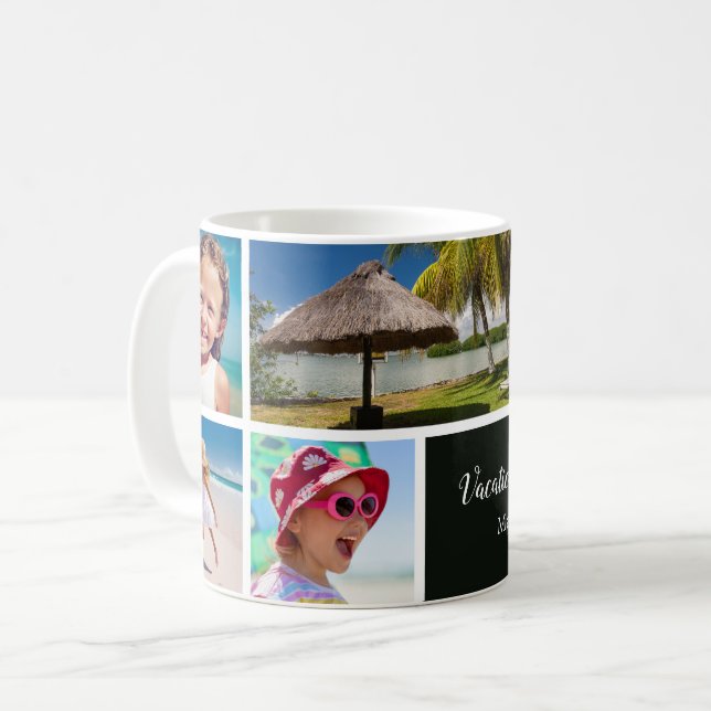 Taza De Café Vacaciones familiares o parejas 5 Photo Keepsake,  (Anverso izquierdo)