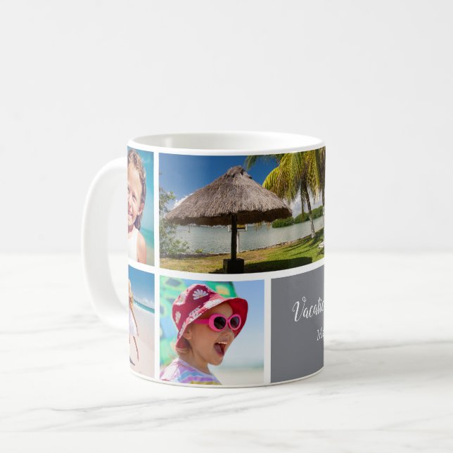Taza De Café Vacaciones familiares o parejas 5 Photo Keepsake,  (Anverso izquierdo)