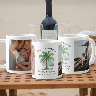 Taza De Café Vacaciones Familiares Royal Palm Tree Acuarela y F