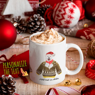 Taza De Café Vacaciones samoyanas con perro de Navidad de suéte