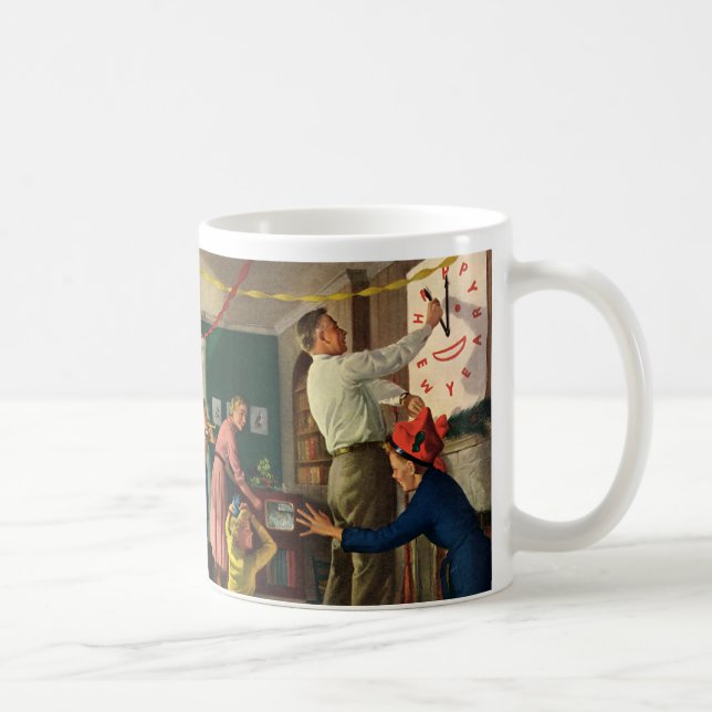 Taza De Café Vacaciones vintage, medianoche en Nochevieja (Derecha)