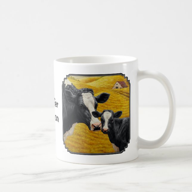 Taza De Café Vacas Holstein y la antigua fábrica de madera (Derecha)