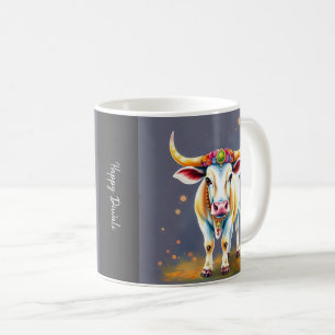Taza De Café Vacas sagradas y coloridas del Diwali en disfraces