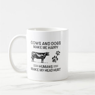 Taza De Café Vacas y perros me hacen feliz