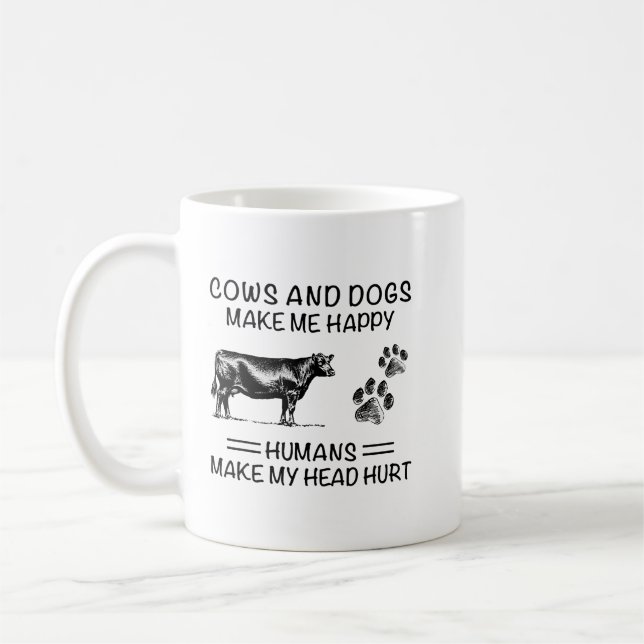 Taza De Café Vacas y perros me hacen feliz (Izquierda)