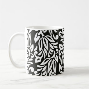 Taza De Café Vacuna floral vintage inmaculada en blanco y negro