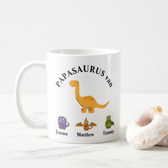 Taza De Café Vaderdag cadeau papasaurus mok (Con donut)
