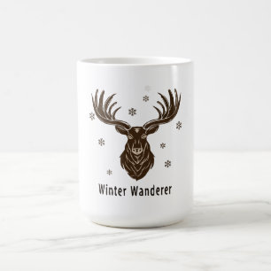 Taza De Café Vagabundo Invernal Ciervo Rústico   Majestuoso Cie