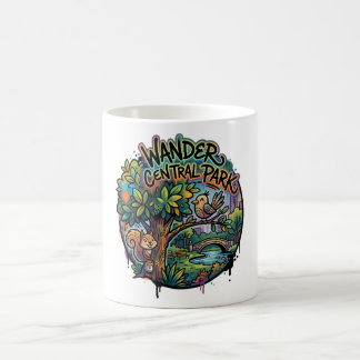 Taza De Café Vagar por Central Park Ardilla y pájaro caprichoso