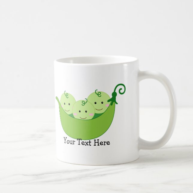 Taza De Café Vainas de guisante del trío (personalizable) (Derecha)