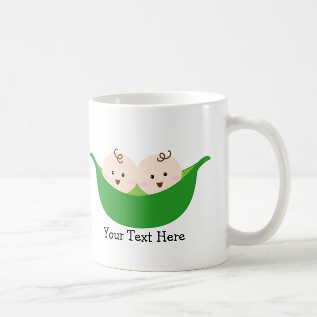 Taza De Café Vainas de guisante gemelas (personalizable) (Derecha)