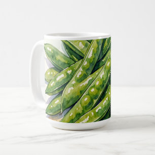 Taza De Café Vainas de guisantes en acuarela