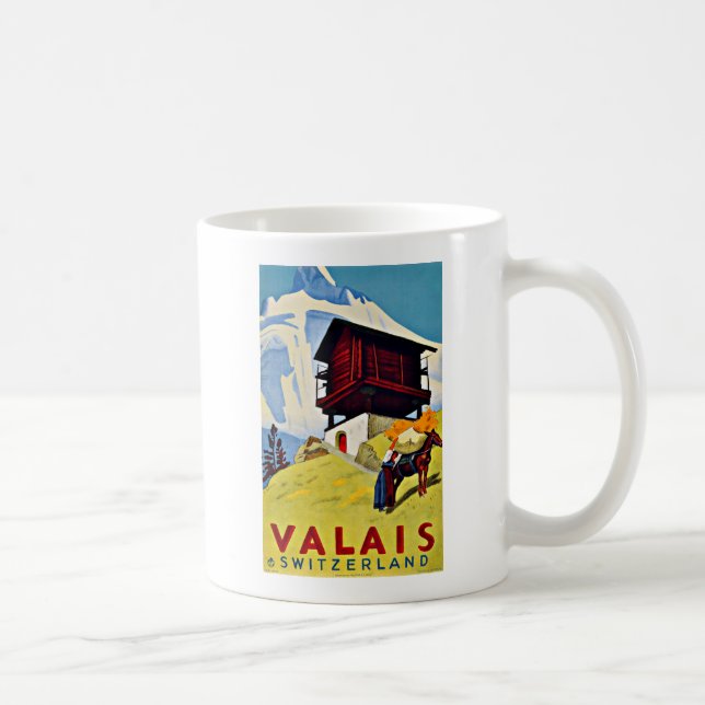 Taza De Café Valais Swiss Vintage Travel Beautiful (Derecha)
