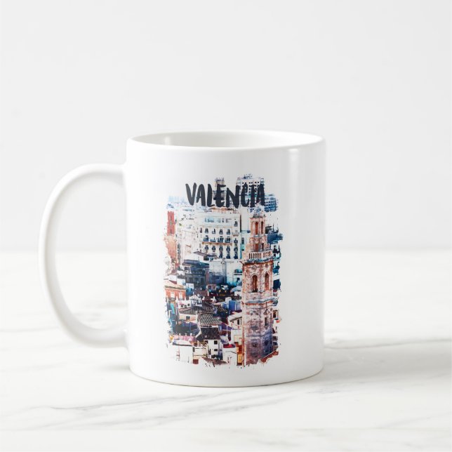 Taza De Café Valencia España Arquitectura Ciudad acuarela (Izquierda)