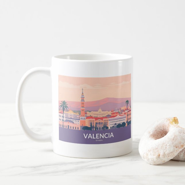 Taza De Café Valencia España Viaje en el Casco Antiguo Pastel (Con donut)