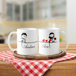 Taza De Café Valentín de Aniversario Cuto Personalizado para pa